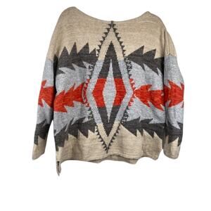 LRL Women's Aztec Print Lambs Wool Blend Boatneck Sweater